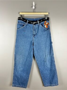 DISNEY Vintage 90s Tigger Embroidered Carpenter Jeans Sz 8 Retro Winnie The Pooh